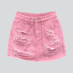 Falda pantalón vaquera desgastada y elegante para mujer