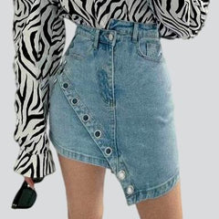 Stylish irregular women denim skirt