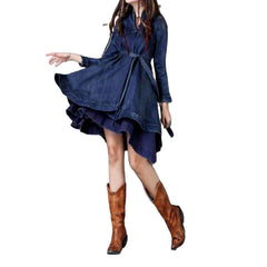 Fit & flare midi denim dress