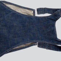 Schmale Jeans-Latzhose mit Rissen an der Brust