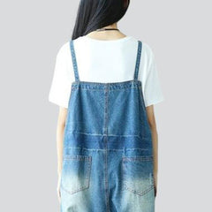 Painted ripped women denim jumpsuit