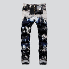 Tie-Dye-Patchwork-Jeans für Herren