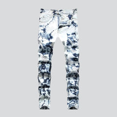 Tie-dyed distressed jeans for men