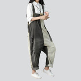 Zweifarbiger Baggy-Jeansoverall