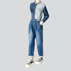 Two-color baggy women overall