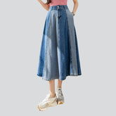 Zweifarbiger langer Jeansrock