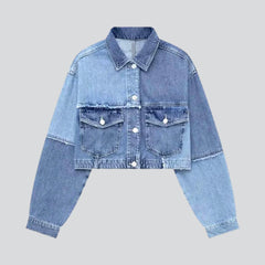 Two-tone patchwork denim jacket