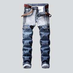 Two-tone vintage men biker jeans