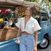 Camisa corta de lino de manga corta Sienna