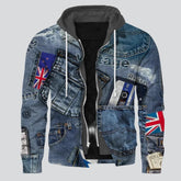 Jeansjacke mit digitalem Aufdruck der britischen Flagge