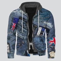 Uk flag digital print denim jacket