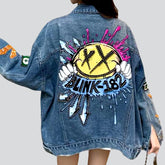 Jeansjacke mit Vintage-Rückenprint