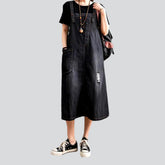 Schwarzes Urban-Jeanskleid im Vintage-Stil