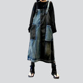 Vintage-Jeanskleid mit Farbblock