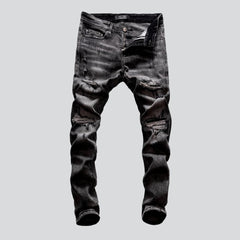 Vintage grey ripped men jeans