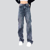 Graue Vintage-Jeans mit weitem Bein