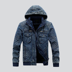 Vintage hooded men denim jacket