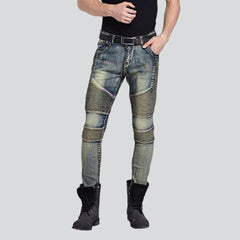 Vintage men biker denim pants