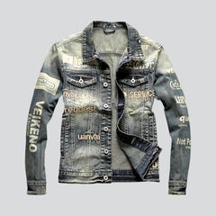 Vintage men embroidered denim jacket