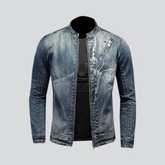 Vintage outerwear biker men jeans jacket