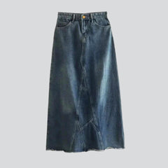 Langer Jeansrock im Vintage-Patchwork-Stil