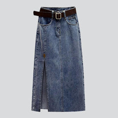 Langer Jeansrock im Vintage-Schlitz