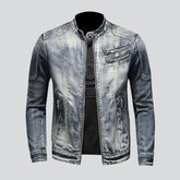Biker-Jeansjacke im Vintage-Waschstil