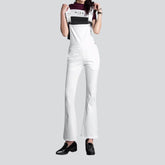 Weißer ausgestellter Jeans-Jumpsuit für Damen