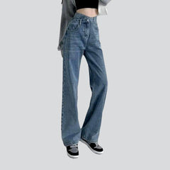 Wide-leg women stonewashed jeans