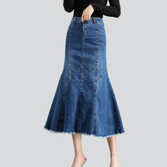 Women fishtail denim skirt