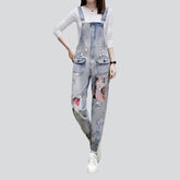 Damen Jeans-Jumpsuit mit Gemälde-Print
