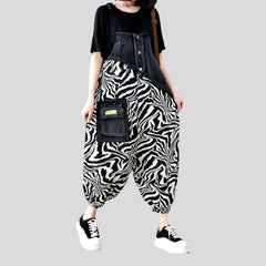 Mono vaquero con estampado de cebra para mujer