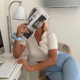 Top corto de punto acanalado de algodón Talisha