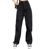 Schwarze weite Jeans für Damen