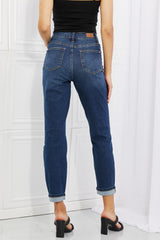 Judy Blue Crystal Boyfriendjeans mit hoher Taille und Umschlag in voller Größe