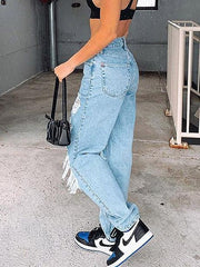 Lässige Slim Fit Jeans mit zerrissenen Taschen