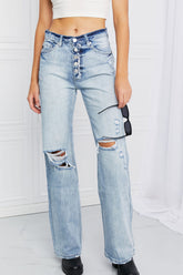 Vaqueros rectos con dobladillo sin rematar y bragueta de botones Kancan