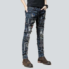 Dark blue decorated jeans