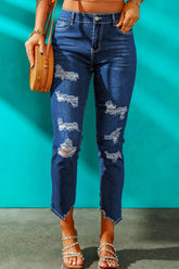 Baeful – Hoch sitzende Jeans mit Used-Look-Saum