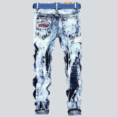 Bestickte Patchwork-Jeans für Herren