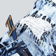 Bestickte Patchwork-Jeans für Herren