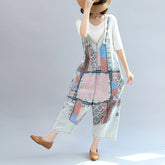 Pantalones casuales de mezclilla ligera de algodón con parches, mono oversize