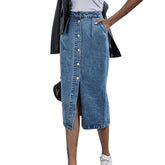 Falda larga vaquera con botones