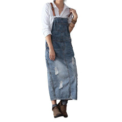 Street-style ripped overall dress