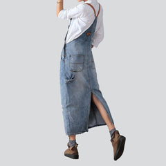 Street-style ripped overall dress
