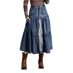 Falda vaquera larga estilo indio