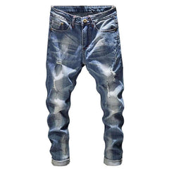 Light wash men ripped jeans