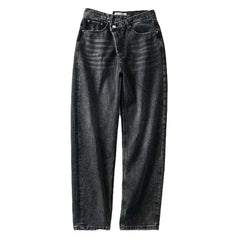 Asymmetrische Damenjeans mit Knöpfen