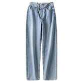 Asymmetrische Damenjeans mit Knöpfen