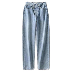 Asymmetrische Damenjeans mit Knöpfen